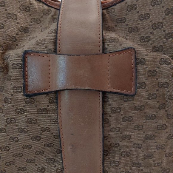 Vintage GUCCI Stirrup Hobo Micro GG Bag Leather Accents, Large - Picture 6 of 16